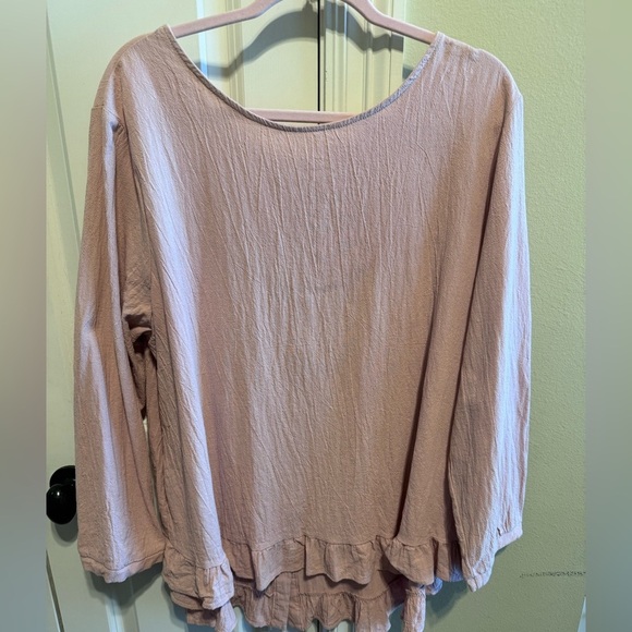 Zanzea Women’s Pink Long Sleeve Loose Top Ruffle Hem Back Buttons Plus Sz 2XL - Picture 3 of 13